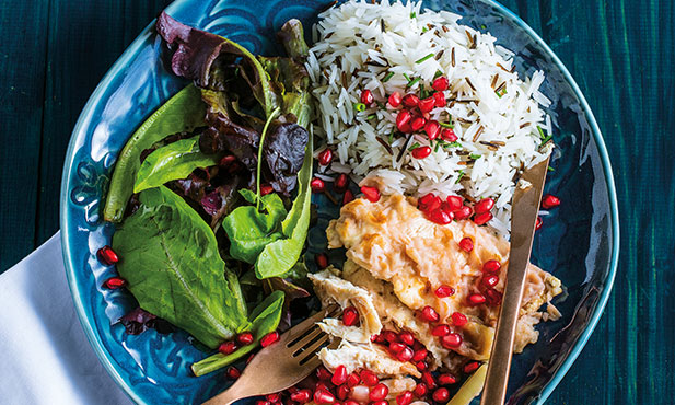 Escalopes de pollo con arroz salvaje